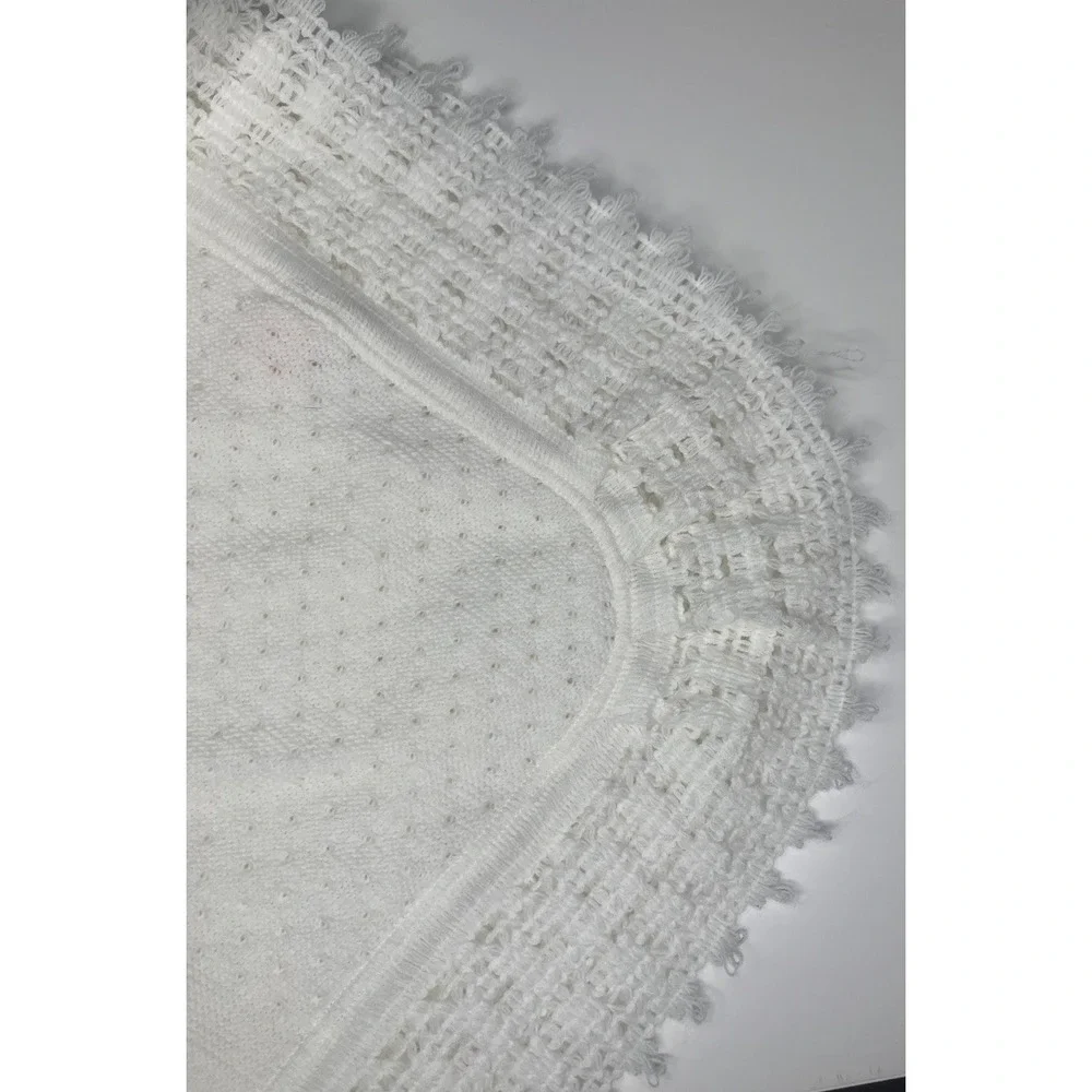 Vintage Renzo Baby Blanket‎ Lace Edged Bows Ivory Italy